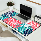 Floral Blooms, Coral Pink, Navy, Teal, Gray Desk Mat Gallery Image 2