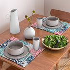 Floral Blooms, Coral Pink, Navy, Teal, Gray Placemat Gallery Image 2