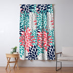 Floral Blooms, Coral Pink, Navy, Teal, Gray Window Curtain Gallery Image 5