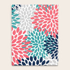 Floral Blooms, Coral Pink, Navy, Teal, Gray Notebook Gallery Image 4