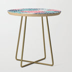 Floral Blooms, Coral Pink, Navy, Teal, Gray Side Table Gallery Image 1