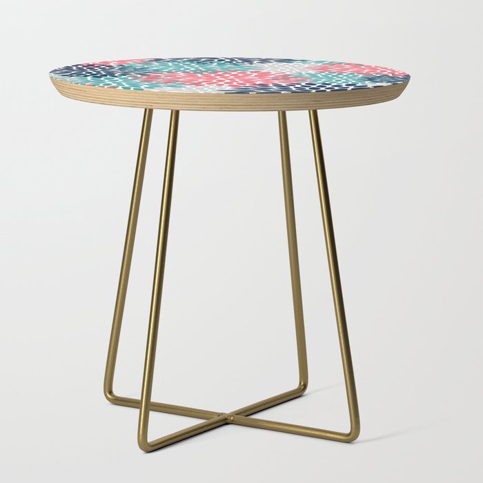 Floral Blooms, Coral Pink, Navy, Teal, Gray Side Table Gallery Image 1