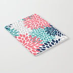 Floral Blooms, Coral Pink, Navy, Teal, Gray Notebook Gallery Image 2