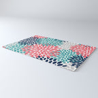 Floral Blooms, Coral Pink, Navy, Teal, Gray Rug Gallery Image 3