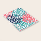 Floral Blooms, Coral Pink, Navy, Teal, Gray Notebook Gallery Image 3