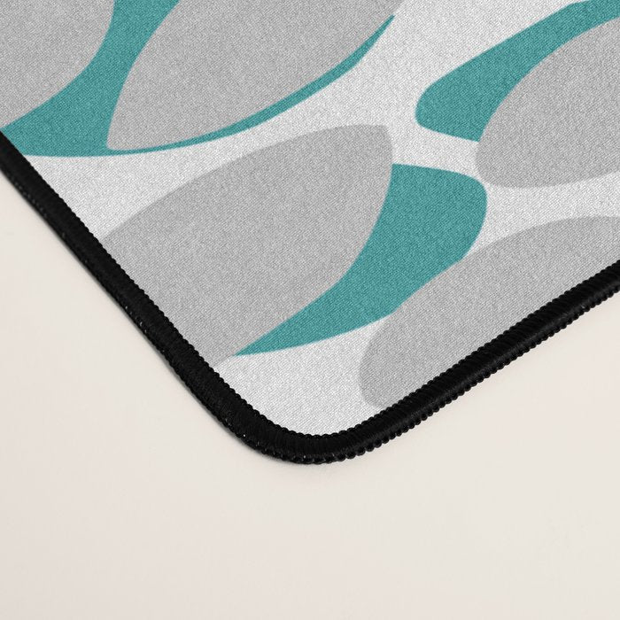 Floral Blooms, Coral Pink, Navy, Teal, Gray Desk Mat Gallery Image 4
