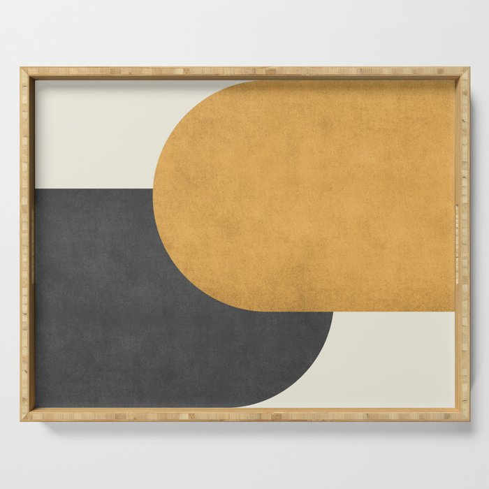 Halfmoon Colorblock - Gold Charcoal Serving Tray Gallery Image 1