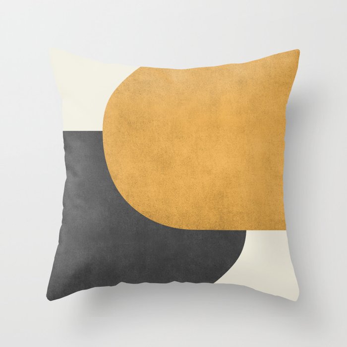 Halfmoon Colorblock - Gold Charcoal Throw Pillow Gallery Image 6