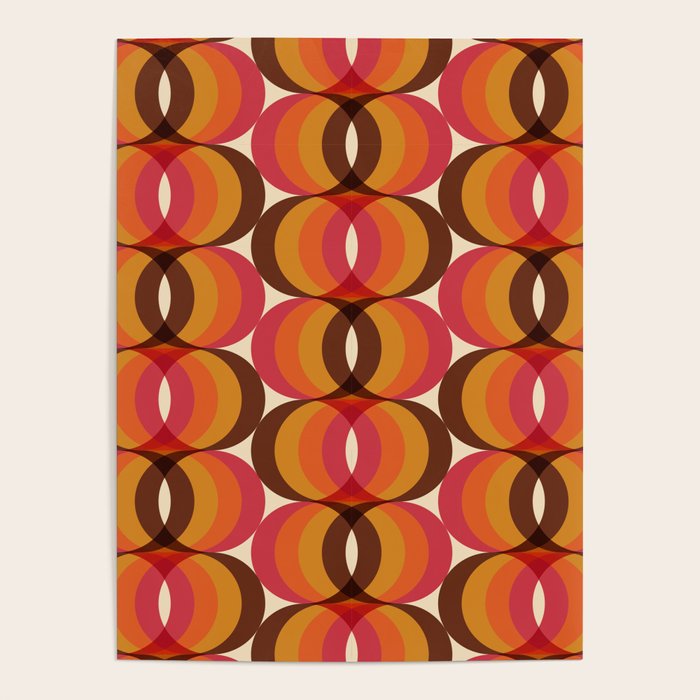 Magenta, Orange, Brown, and Ivory Retro 1960s Wavy Pattern Poster Gallery Image 4