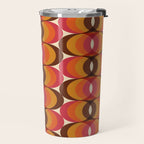 Magenta, Orange, Brown, and Ivory Retro 1960s Wavy Pattern Travel Mug Gallery Image 2