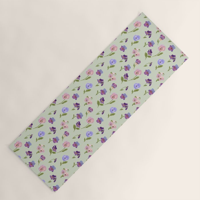 Pansy Flower Pattern Yoga Mat Gallery Image 1