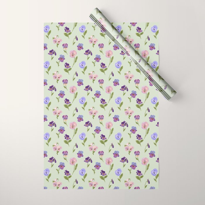 Pansy Flower Pattern Wrapping Paper Gallery Image 1
