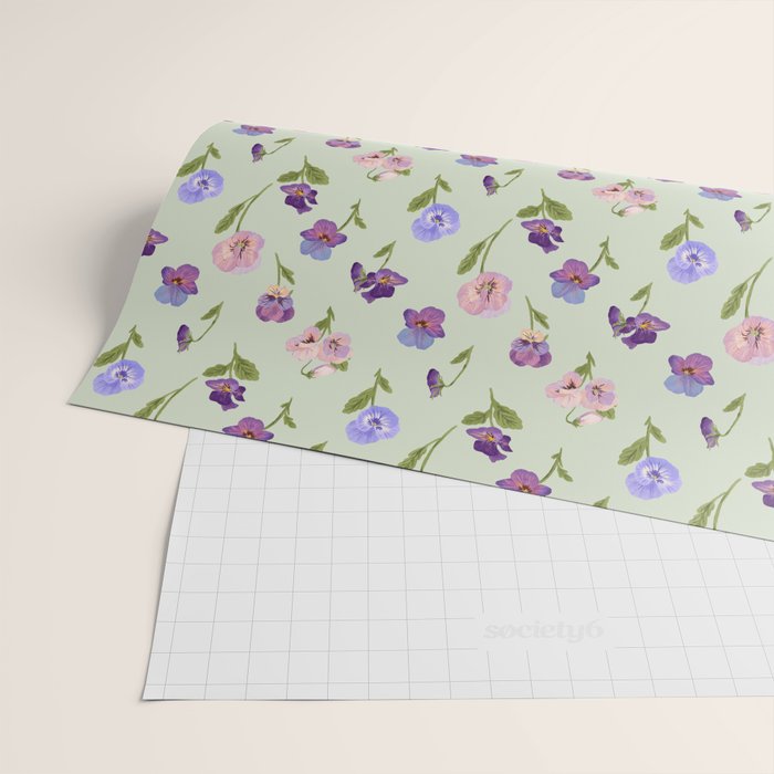 Pansy Flower Pattern Wrapping Paper Gallery Image 2