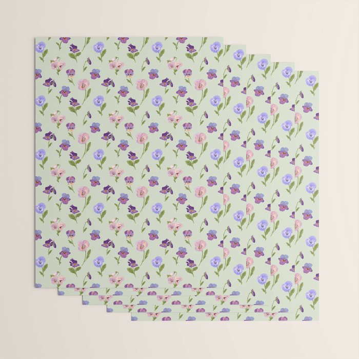 Pansy Flower Pattern Wrapping Paper Gallery Image 3