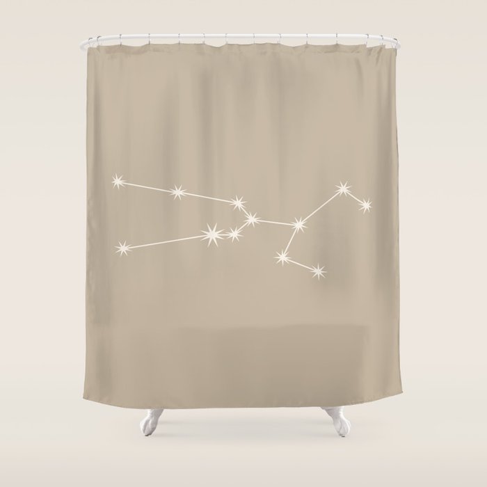 Taurus Zodiac Star Constellation Line Art Beige Shower Curtain Gallery Image 1
