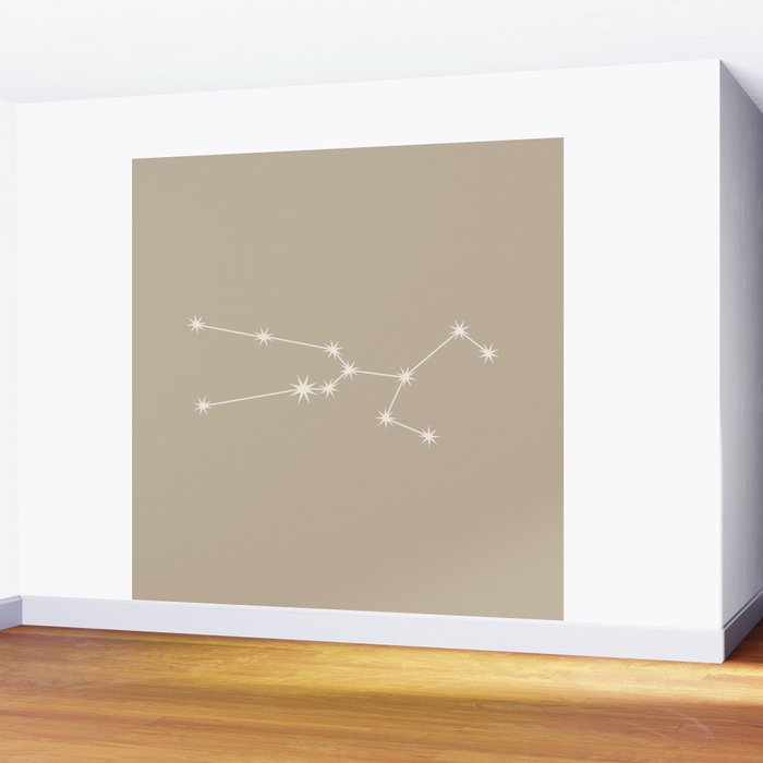 Taurus Zodiac Star Constellation Line Art Beige Wall Mural Gallery Image 2