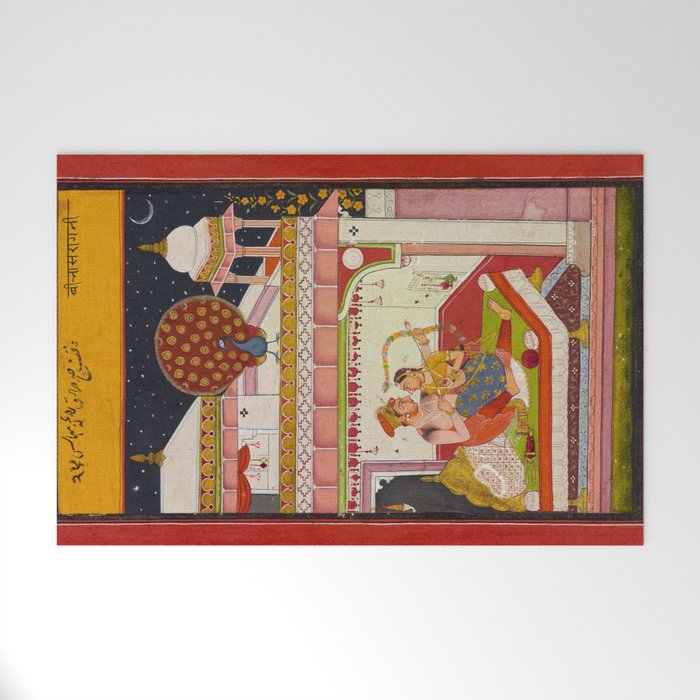 Vibhasa-Ragini Antique Indian Miniature Painted Illustration Welcome Mat Gallery Image 1