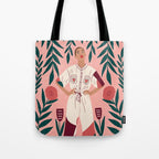 Floral Lady Portrait  Tote Bag Gallery Image 1