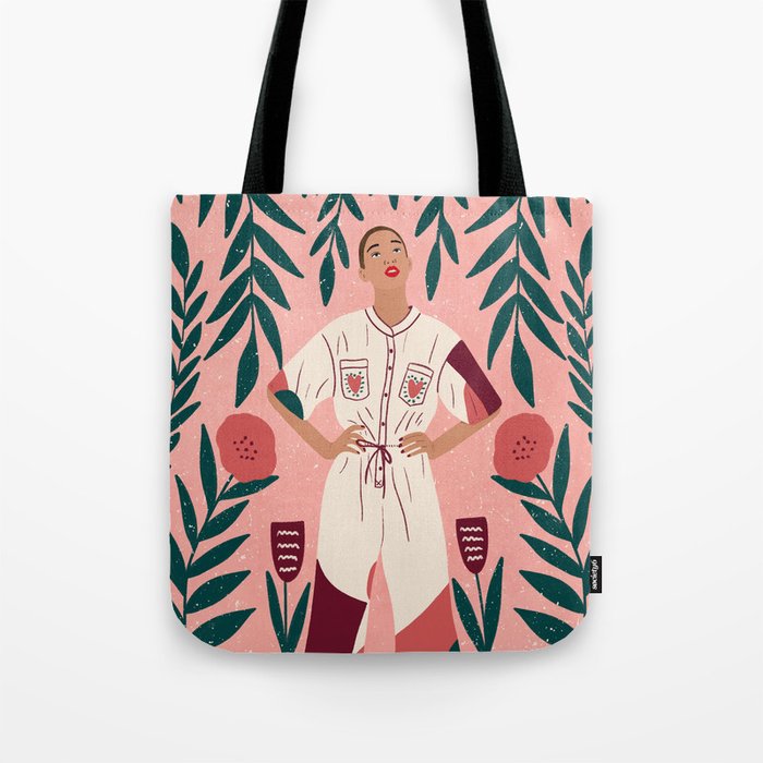Floral Lady Portrait  Tote Bag Gallery Image 1