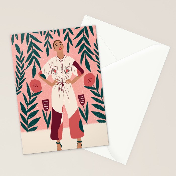 Floral Lady Portrait  Stationery Card Gallery Image 2