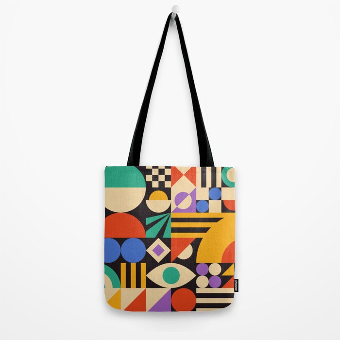 Bauhaus Mid Century Abstract Shapes colorful Tote Bag Gallery Image 2