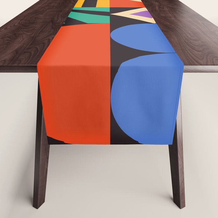 Bauhaus Mid Century Abstract Shapes colorful Table Runner Gallery Image 1