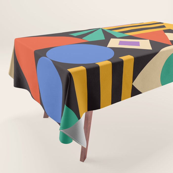 Bauhaus Mid Century Abstract Shapes colorful Tablecloth Gallery Image 1