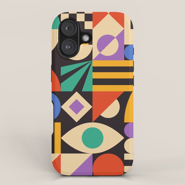 Bauhaus Mid Century Abstract Shapes colorful iPhone Case Gallery Image 1