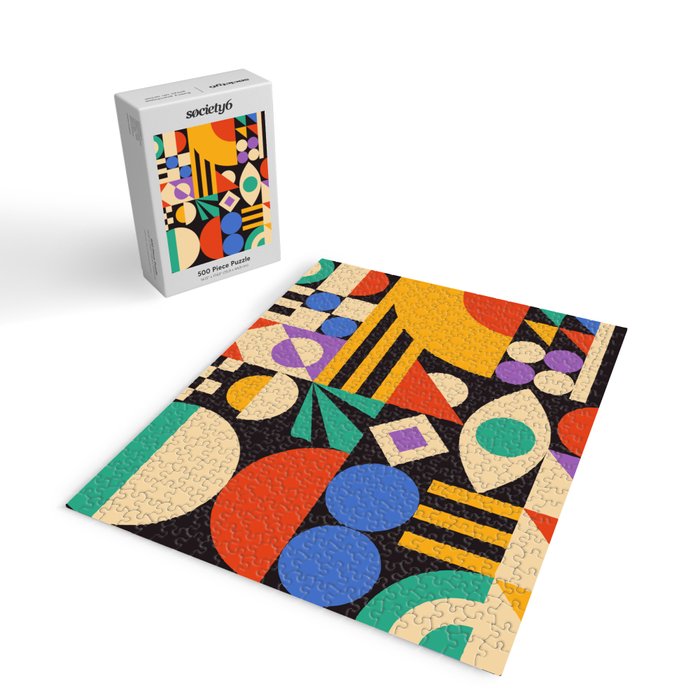 Bauhaus Mid Century Abstract Shapes colorful Jigsaw Puzzle Gallery Image 2