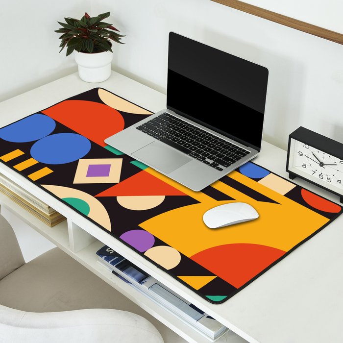 Bauhaus Mid Century Abstract Shapes colorful Desk Mat Gallery Image 2