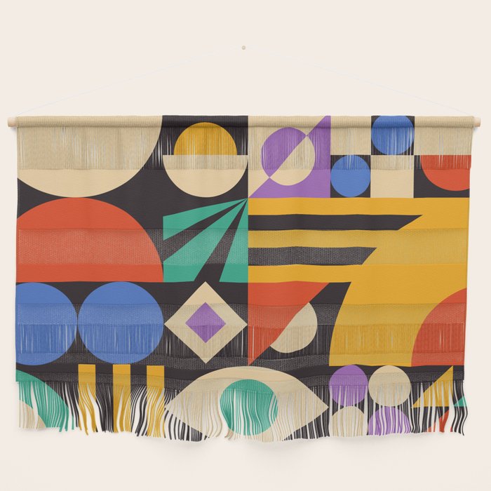 Bauhaus Mid Century Abstract Shapes colorful Wall Hanging Gallery Image 1
