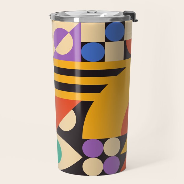 Bauhaus Mid Century Abstract Shapes colorful Travel Mug Gallery Image 2