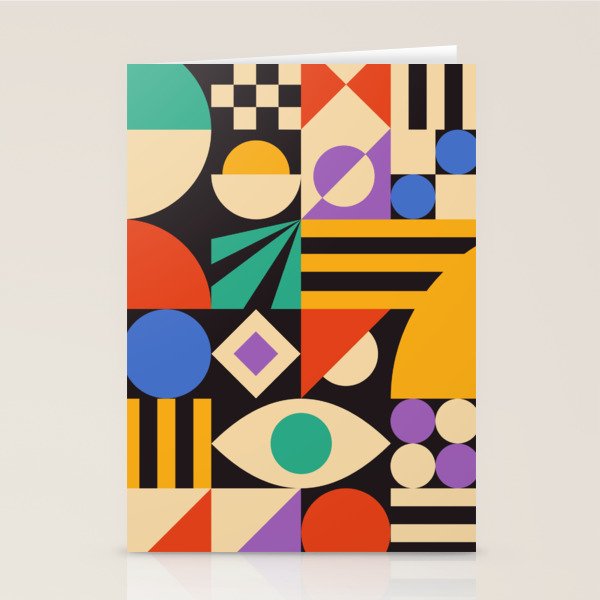 Bauhaus Mid Century Abstract Shapes colorful Stationery Card Gallery Image 2