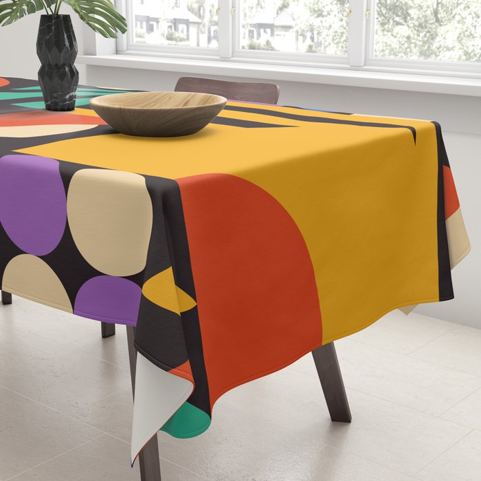 Bauhaus Mid Century Abstract Shapes colorful Tablecloth Gallery Image 3