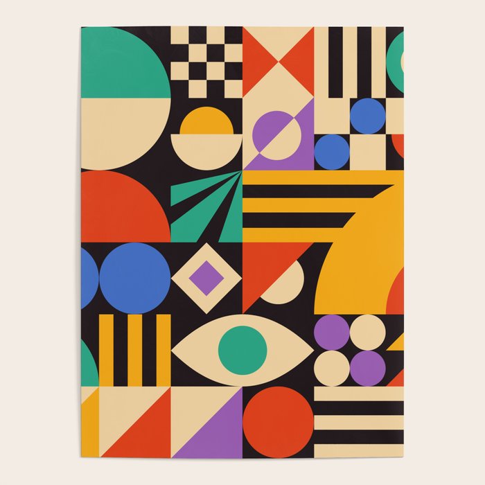 Bauhaus Mid Century Abstract Shapes colorful Poster Gallery Image 4