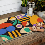 Bauhaus Mid Century Abstract Shapes colorful Outdoor Rug Gallery Image 2
