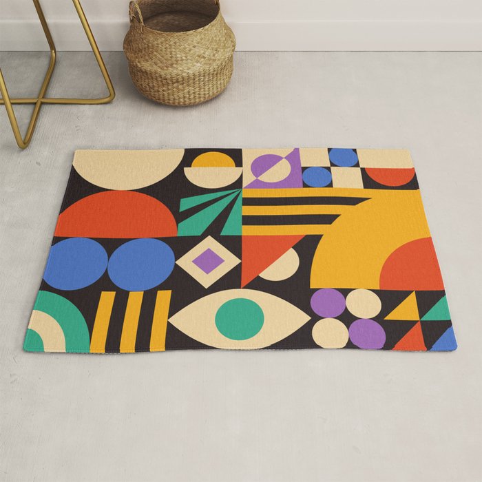 Bauhaus Mid Century Abstract Shapes colorful Rug Gallery Image 1