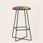 Bauhaus Mid Century Abstract Shapes colorful Stool Gallery Image 1