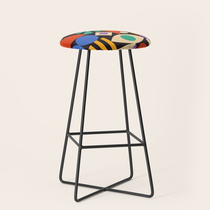Bauhaus Mid Century Abstract Shapes colorful Stool Gallery Image 1