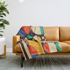 Bauhaus Mid Century Abstract Shapes colorful Throw Blanket Gallery Image 1