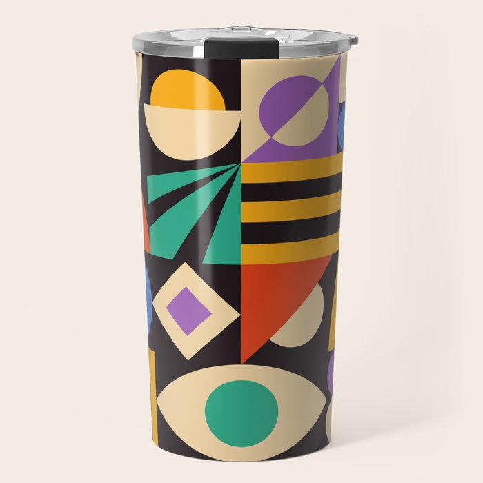 Bauhaus Mid Century Abstract Shapes colorful Travel Mug Gallery Image 1