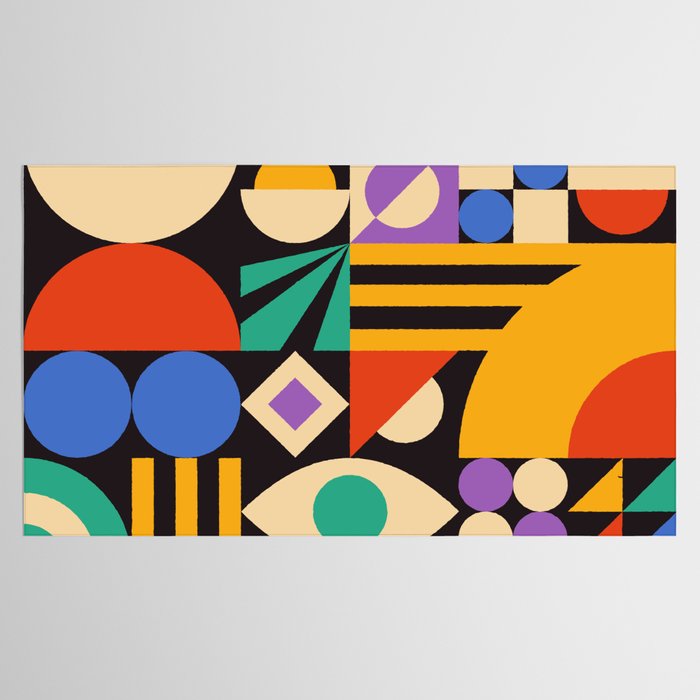 Bauhaus Mid Century Abstract Shapes colorful Tablecloth Gallery Image 2