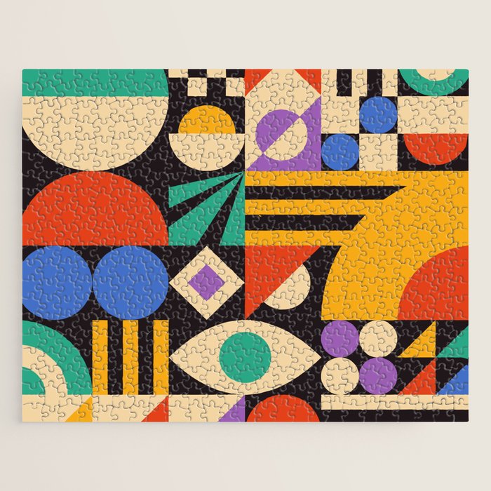 Bauhaus Mid Century Abstract Shapes colorful Jigsaw Puzzle Gallery Image 1