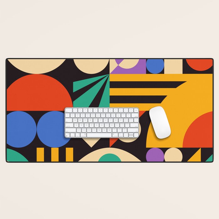 Bauhaus Mid Century Abstract Shapes colorful Desk Mat Gallery Image 1