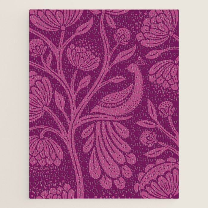 Peacock Dreams - berry Jigsaw Puzzle Gallery Image 1