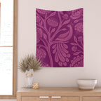 Peacock Dreams - berry Wall Tapestry Gallery Image 2