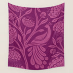 Peacock Dreams - berry Wall Tapestry Gallery Image 4