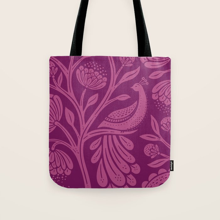 Peacock Dreams - berry Tote Bag Gallery Image 1