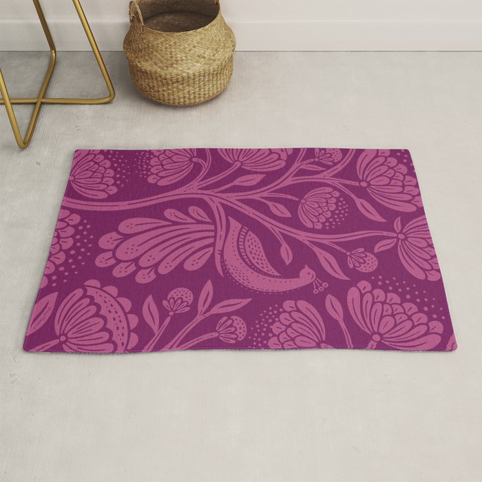 Peacock Dreams - berry Rug Gallery Image 1
