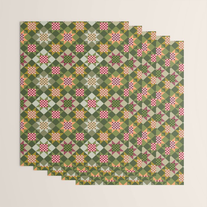 Checkerboard Quilt - Fall Colors Wrapping Paper Gallery Image 3